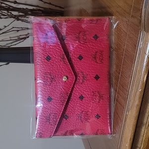 NEW MCM Red Clutch Pouch Bag  Authentic Leather